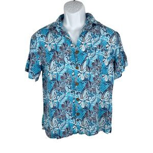 Princess Cruises Hawaiian Shirt Men Small Button Down Tropica Rayon Short Sleeve